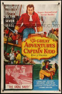 3j377 GREAT ADVENTURES OF CAPTAIN KIDD chapter 2 1sh '53 pirate serial action, The Fatal Shot!
