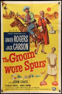 3j383 GROOM WORE SPURS 1sh '51 lady lawyer Ginger Rogers meets Hollywood cowboy Jack Carson!
