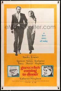 3j385 GUESS WHO'S COMING TO DINNER 1sh '67 Sidney Poitier, Spencer Tracy, Katharine Hepburn,Houghton