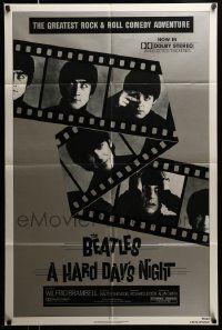 3j396 HARD DAY'S NIGHT 1sh R82 great image of The Beatles on film strip, rock & roll classic!