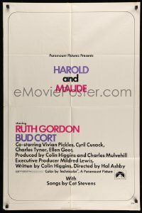 3j399 HAROLD & MAUDE 1sh '71 Hal Ashby, Ruth Gordon, Bud Cort is equipped to deal w/life!