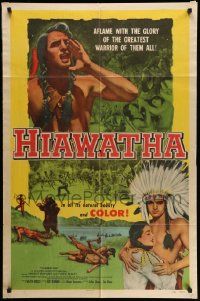 3j415 HIAWATHA 1sh '53 Vince Edwards is the greatest Native American Indian warrior of them all!