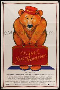 3j426 HOTEL NEW HAMPSHIRE 1sh '84 Tony Richardson, cute Seltzer art of bellhop bear!