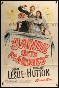 3j450 JANIE GETS MARRIED 1sh '46 Joan Leslie, Robert Hutton, Edward Arnold, wedding art!