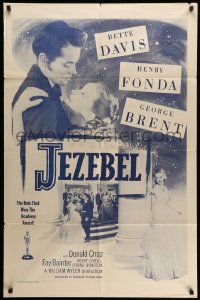 3j458 JEZEBEL 1sh R56 Bette Davis, Henry Fonda, George Brent, directed by William Wyler!
