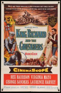 3j476 KING RICHARD & THE CRUSADERS 1sh '54 Rex Harrison, Virginia Mayo, George Sanders, Holy War!