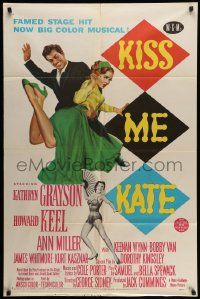 3j478 KISS ME KATE 1sh '53 great art of Howard Keel spanking Kathryn Grayson, Ann Miller!