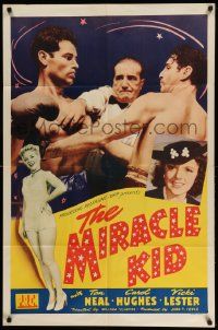 3j580 MIRACLE KID 1sh '41 great close up image of boxer Tom Neal in ring & sexy Carol Hughes!