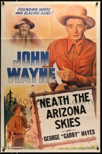 3j462 JOHN WAYNE 1sh '40s image of young smoking John Wayne, Gabby Hayes!