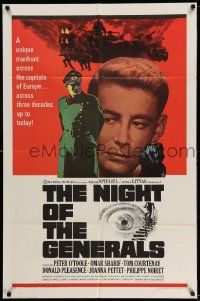 3j624 NIGHT OF THE GENERALS style A 1sh '67 WWII officer Peter O'Toole in a manhunt across Europe!