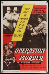 3j648 OPERATION MURDER 1sh '57 Dr. Tom Conway is accused of operating & killing at the same time!