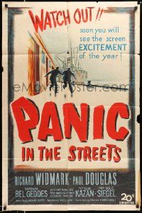 3j657 PANIC IN THE STREETS 1sh '50 Richard Widmark, Walter Jack Palance, Elia Kazan film noir!