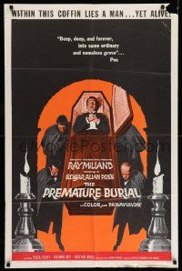 3j684 PREMATURE BURIAL 1sh '62 Edgar Allan Poe, Reynold Brown art of Ray Milland buried alive!