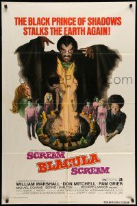 3j751 SCREAM BLACULA SCREAM 1sh '73 great artwork of black vampire William Marshall & Pam Grier!