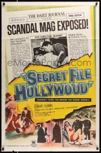 3j755 SECRET FILE HOLLYWOOD 1sh '61 Robert Clarke, sexy girls, scandal mag exposed!