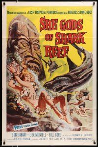 3j769 SHE GODS OF SHARK REEF 1sh '58 Roger Corman, AIP, wonderful art of naked swimmers & sharks!