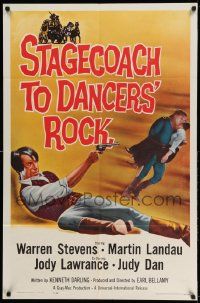 3j813 STAGECOACH TO DANCERS' ROCK 1sh '62 artwork of cowboys Martin Landau & Warren Stevens!