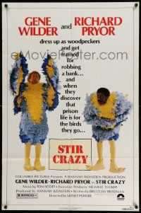 3j821 STIR CRAZY 1sh '80 Gene Wilder & Richard Pryor in chicken suits, directed by Sidney Poitier!
