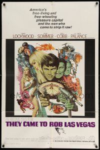 3j876 THEY CAME TO ROB LAS VEGAS 1sh '68 Gary Lockwood, cool McCarthy art including roulette wheel