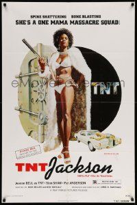 3j892 TNT JACKSON 1sh '74 John Solie art of Jeanne Bell, sexy black hit woman!