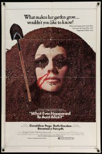 3j963 WHAT EVER HAPPENED TO AUNT ALICE? 1sh '69 creepy close up of woman buried up to her face!