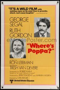 3j966 WHERE'S POPPA 1sh R79 Carl Reiner comedy, close-ups of George Segal & Ruth Gordon!