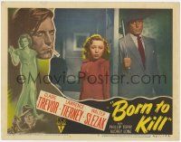 3k602 BORN TO KILL LC #6 '46 Lawrence Tierney holds poker on other side of door from Isabel Jewell!