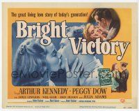 3k143 BRIGHT VICTORY TC '51 romantic c/u of blind soldier Arthur Kennedy kissing pretty Peggy Dow!