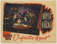 3k626 CONFIDENTIAL AGENT LC '45 Charles Boyer looks at Peter Lorre & Katina Paxinou at table!