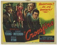 3k187 CROSSFIRE TC '47 Edward Dmytryk classic, detective Robert Young looks at wallet!
