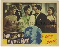 3k668 FALLEN SPARROW LC '43 John Garfield & sexy Maureen O'Hara are the center of attention!