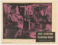 3k677 FLAMINGO ROAD LC #6 '49 c/u of Joan Crawford pointing gun at Sydney Greenstreet with drink!