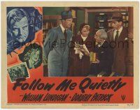 3k684 FOLLOW ME QUIETLY LC #8 '49 old man shows newspaper to William Lundigan & Dorothy Patrick!