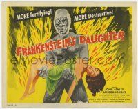 3k215 FRANKENSTEIN'S DAUGHTER TC '58 great full-length art of wacky monster holding sexy girl!