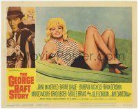 3k697 GEORGE RAFT STORY LC #2 '61 full-length close up of sexy Jayne Mansfield laying on couch!