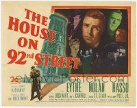 3k238 HOUSE ON 92nd STREET TC '45 William Eythe, Lloyd Nolan, Signe Hasso, WWII film noir!