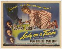 3k295 LADY ON A TRAIN TC '45 detective Deanna Durbin in pajamas with flashlight on a manhunt!