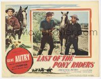 3k767 LAST OF THE PONY RIDERS LC '53 Gene Autry in staredown with bad guy holding bad hand!