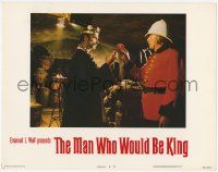 3k796 MAN WHO WOULD BE KING LC #3 '75 intense c/u of Sean Connery & Michael Caine, John Huston!