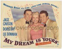 3k822 MY DREAM IS YOURS LC #8 '49 best posed portrait of Doris Day, Jack Carson & Lee Bowman!