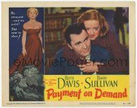 3k857 PAYMENT ON DEMAND LC #2 '51 romantic close up of Bette Davis hugging Barry Sullivan!