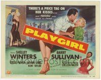 3k362 PLAYGIRL TC '54 Barry Sullivan, there's a price tag on sexy Shelley Winters' kisses!