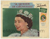 3k871 QUEEN IS CROWNED LC #5 '53 Queen Elizabeth II's coronation documentary, great smiling c/u!