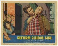 3k876 REFORM SCHOOL GIRL LC #1 '57 classic AIP, Edward Byrnes with knife threatens Ross Ford!