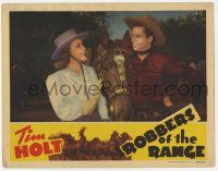 3k886 ROBBERS OF THE RANGE LC '41 cowboy Tim Holt & pretty smiling Virginia Vale with horse!