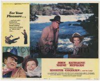 3k889 ROOSTER COGBURN int'l LC #1 '75 c/u of worried cowboy John Wayne & Katharine Hepburn!