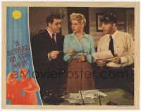 3k898 SCREAM IN THE DARK LC '43 sexy Marie McDonald with Jack LaRue & other guy in ofice!