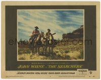 3k043 SEARCHERS LC #8 '56 John Wayne & Jeffrey Hunter in Monument Valley from one-sheet, John Ford