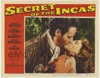 3k900 SECRET OF THE INCAS LC #7 '54 Charlton Heston kissing sexy Nicole Maurey in South America!