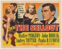 3k393 SELLOUT TC '52 art of sexy bad Audrey Totter, who sells out her man Walter Pidgeon!